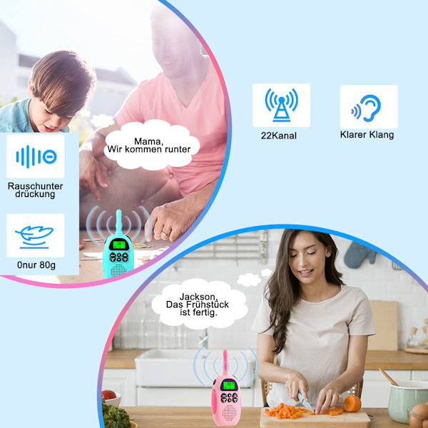 Walkie-talkie-sæt til børn, pakke med 2 genopladelige walkie-talkies, 16-kanals radiolegetøj til drenge, piger, udendørs eventyr, camping