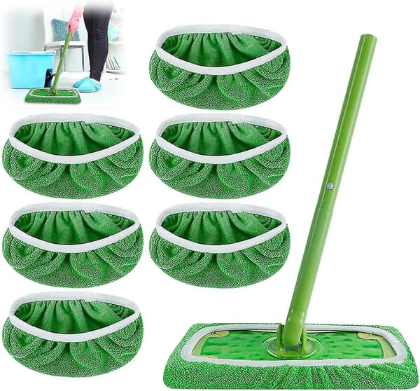 Gjenbrukbare mikrofibermoppputer for Swiffer Sweeper mopp, tørre støvkluter og våtmoppkluter for gulvrengjøring