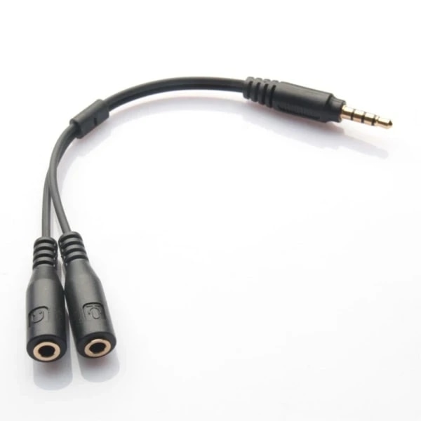 3,5 mm stereo lyd hanstik og mikrofon splitter adapter sort