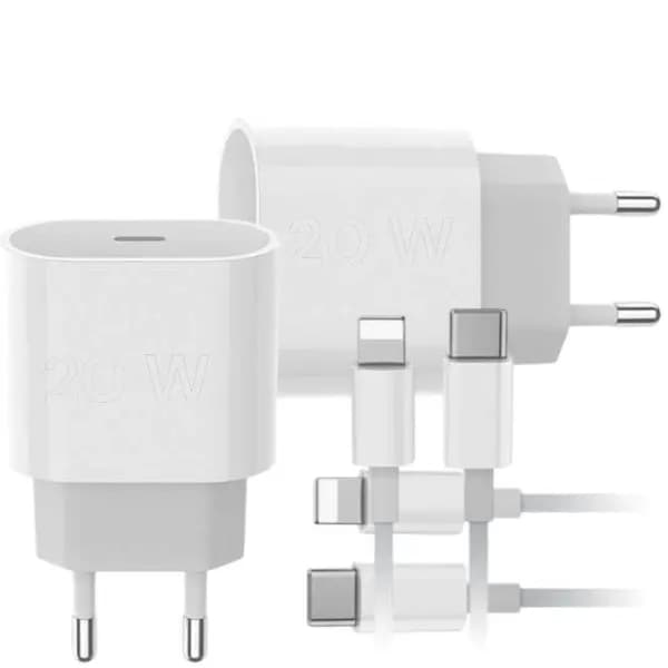 iPhone Hurtigoplader 20W USB C Vægoplader med 2M USB C til Lightning Kabel til iPhone 14 13 12 11 Hvid 4