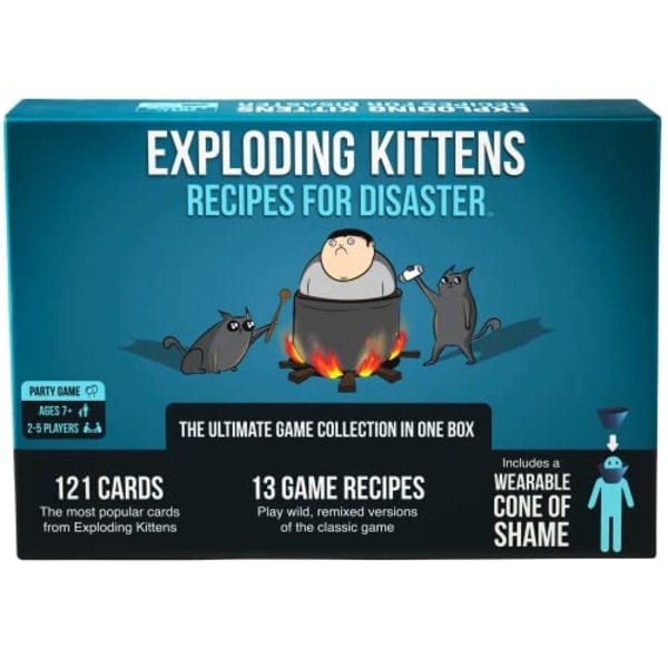 Exploding Kittens Recipes for Disaster Deluxe Spelset från Exploding Kittens - Kortspel för Vuxna, Tonåringar & Barn blå