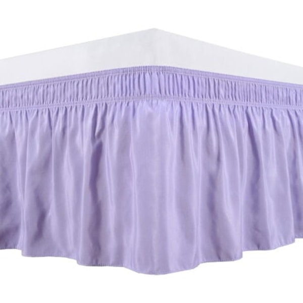 Ympäri kiertyvät sängynhelmat säädettävillä nauhoilla queen-kokoisille sängyille, 30 cm, laventelin väriset joustavat pölyröyhelöt, helppo asennus, rypistymistä ja haalistumista kestävä, silkkimäinen kangas