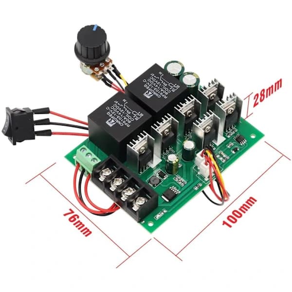 DC Motorstyrning, DC 9-50V 40A Reversibel DC Motorvarvtalsregulator för 12V 24V 36V 48V 2000W Reversibel Varvtalskontroll