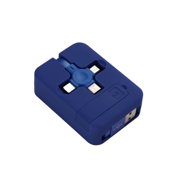 3 i 1 indragbar USB laddare datakabel med telefonstativ typ C mikro USB -kabel blue