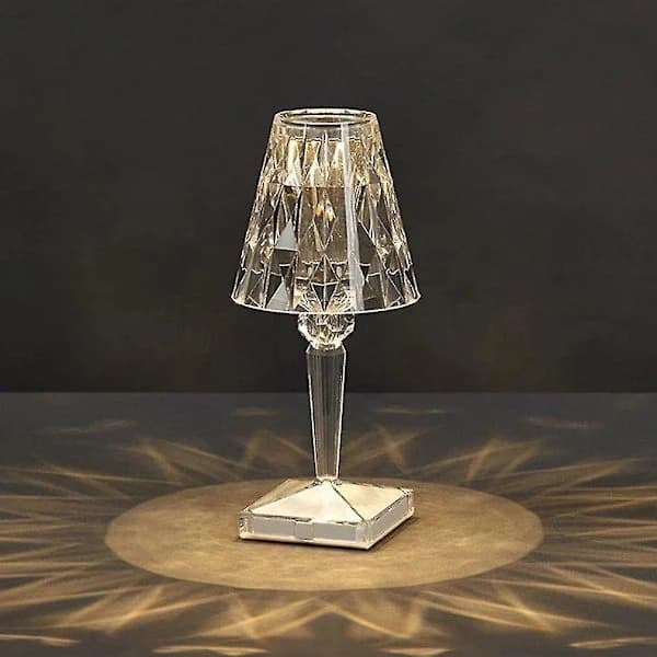 Kristall Diamant Bordlampe USB Oppladbar Lampe Berøringssensor Kontroll