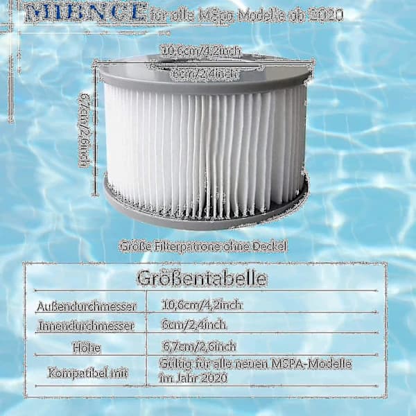 8-pak erstatningsfilterpatroner til Mspa oppustelige pools, Ruikalucky jacuzzi_QUU