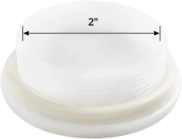 Trommelpropper 2 tommer fin gjenge poly buttress plugger for 55 gallon plasttromler, 4-pakning, hvit