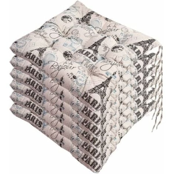 Sett med 6 stolputer 40x40, dekorativ pute stolpute hageputer, polyester (D)