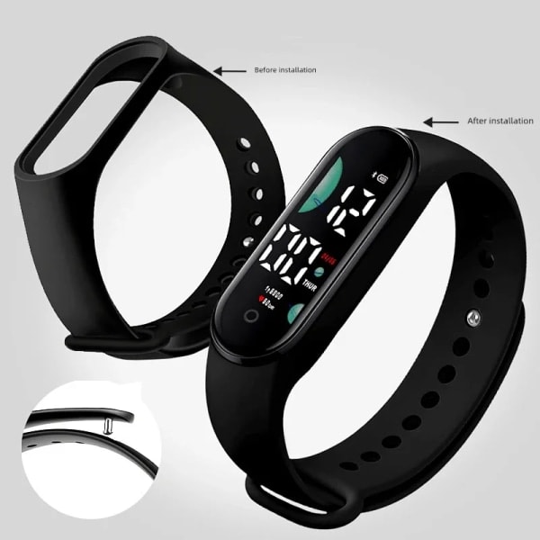 Ur Elektronisk LED Digital Armbåndsur til Kvinder Mode Casual Enkel Silikon Touch Vandafvisende Armbåndsur 06 Sort