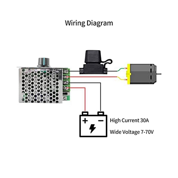 TS-DC Motorvarvtalsregulator PWM-regulator, 7-70V 30A Justerbar PWM Motorvarvtalsregulator 12V 24V 36V