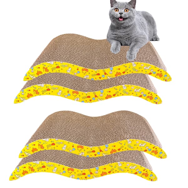 Katteskrapebrett, Vendbar Katteskraper i Papp Stor Bred Moderne Sofaseng med Kattemynte (4-pakning)