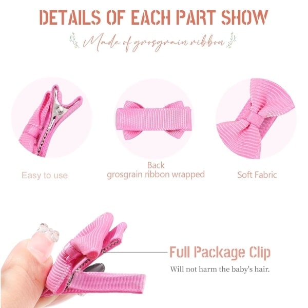 Hårspännen med rosetter för babyflickor, mini, helfodrade, grosgrainband, 3 cm små hårrosetter, 40 st (20 färger i par) {HH}