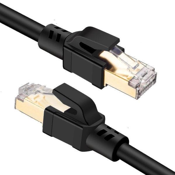 Cat 8 Ethernet-kaapeli, nopea 40 Gbps, 2000 MHz, SFTP, Internet-verkko, LAN-johdot (1 kpl - musta)