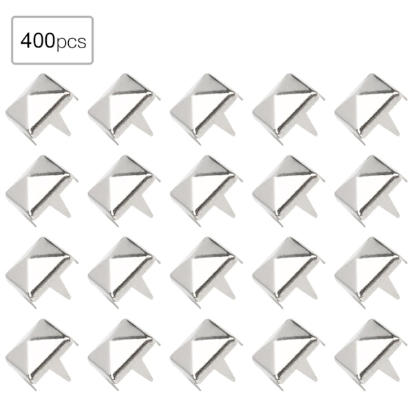 400 sett 4MM-7MM DIY Lærhåndverk Spiker Nagler Firkantede Spiker Pigger Vesker Sko Belte Tilbehør Sølv 6mm