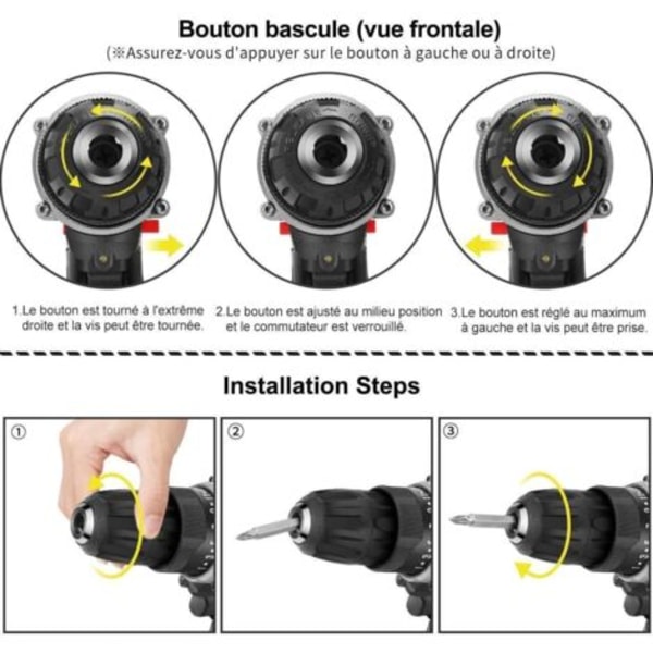 Sladdlös skruvdragare, 1200 varv/min, 10 mm metallchuck, LED-indikator, skruvdragare för gör-det-själv-projekt