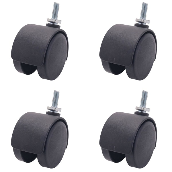 6 mm gängad axel 40 mm Dubbla hjul Roterande hjul Svart