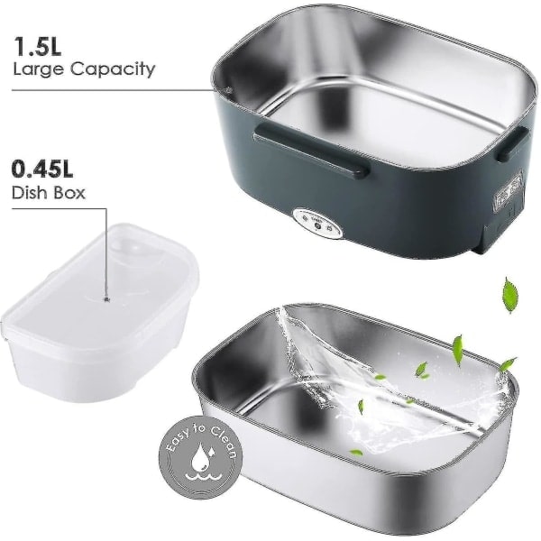 Sähköinen lounaslaatikko 3-in-1, yhteensopiva auton/kuorma-auton ja toimiston kanssa, kannettava lämmitin 220v & 12v 24v ruostumattomasta teräksestä valmistettu ruokalämmitin -ES
