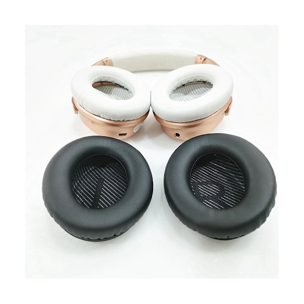 TS-øreputer for Qc35 Qc25 Qc15 Ae2 hodetelefoner erstatningsøreputer trådløse hodetelefoner Pu øreklokker svart+b