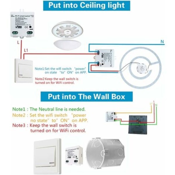 TS-WiFi Smart Switch Intelligent Trådløs Fjernkontroll Universell Stemmestyring med Timer DIY Bryter 2.4G WiFi Fjernbrytere C