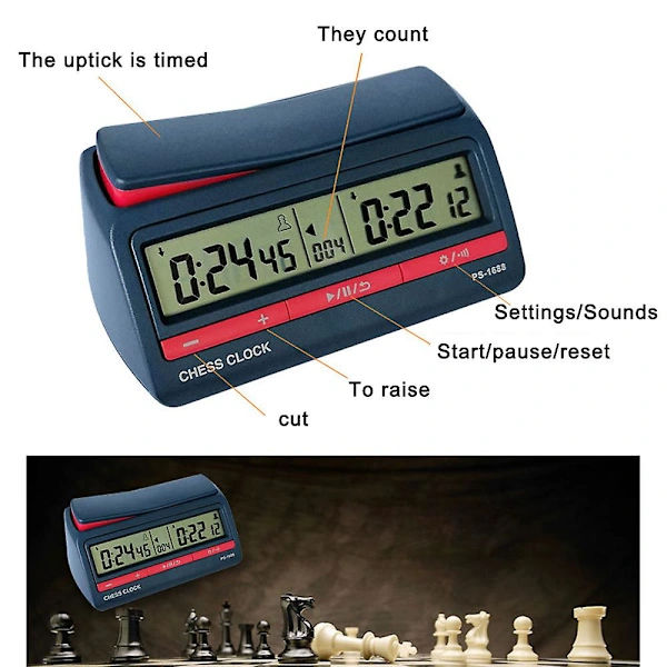 Avancerad Schack Digital Timer Schackklocka Räkna Upp Ner Brädspel Klocka Ps-1688 Multi