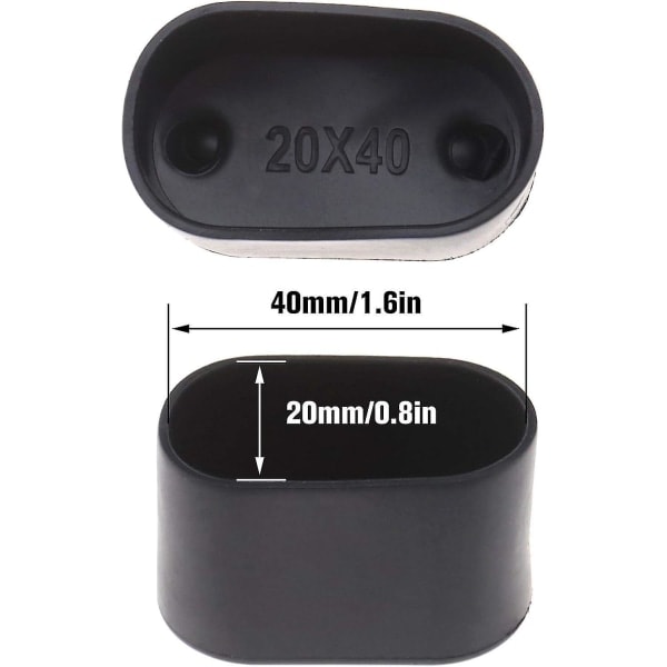 8-pack Ovala Bords- eller Stolsbensskydd - Mjukt Gummi - Repskydd - 40 x 20 mm - Svart, -Versailles