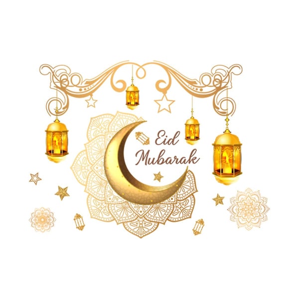 Ramadan fönsterdekor, set, Eid Mubarak, Eid Mubarak klistermärken, Eid Mubarak, muslimska Eid Mubarak fönsterdekoration