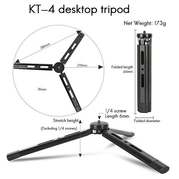 TS-Mini Stativ Aluminiumlegering Bordsstativ Med 1/4 Tums Skruv För Zhiyum S Sc Kamera Videokamera