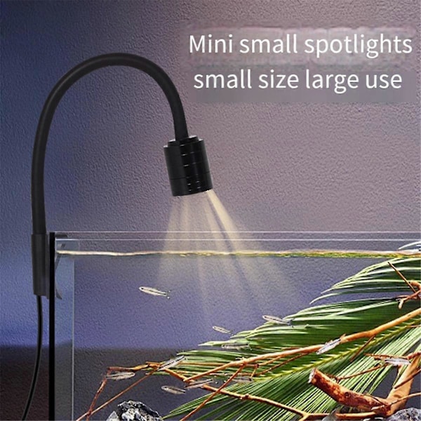 Akvarium Roterende Lille Clip Lampe USB Lampe Clip Akvarium Åben Glasbeholder Blødt Lys