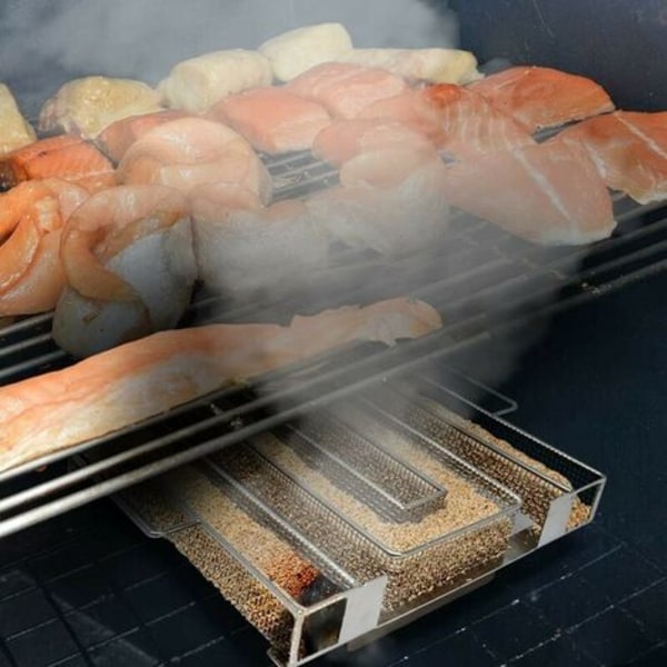 Kjøtt- og fiskrøyker - Rustsikker kaldrøyker for BBQ / Lakse- og kjøttrøyker i rustfritt stål - Røykgenerator for røyker - Kaldrøyker for kjøtt og fisk