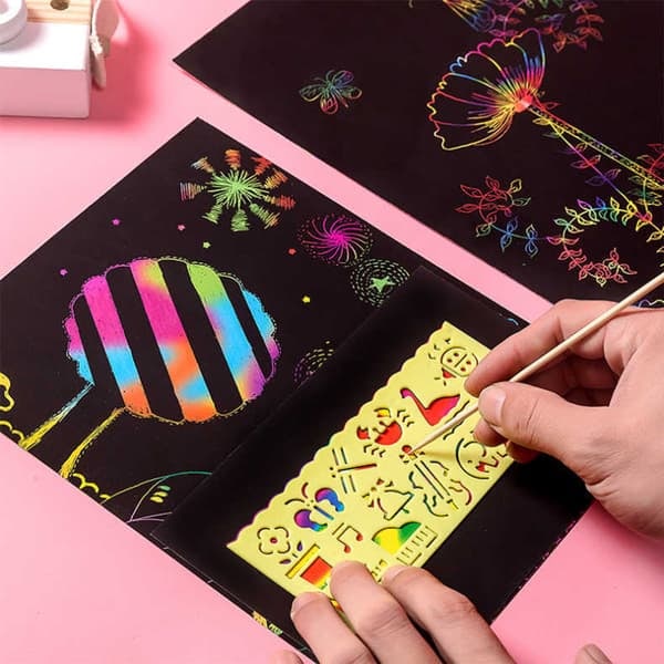 TS-Rainbow Skrapkonst Papper med Verktyg - 50 ark