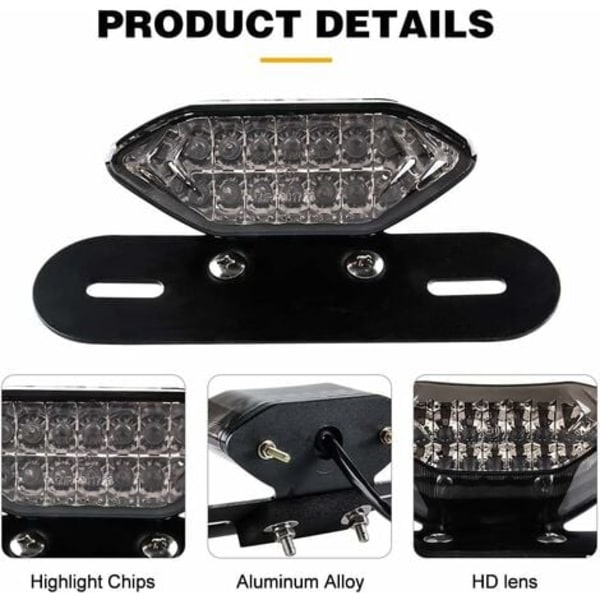 TS-LED baglygter til motorcykel Integrerede bremselys og blinklys Indikatorlys 5W 20LED Bremse kørelys blinkende Nummerpladeholder