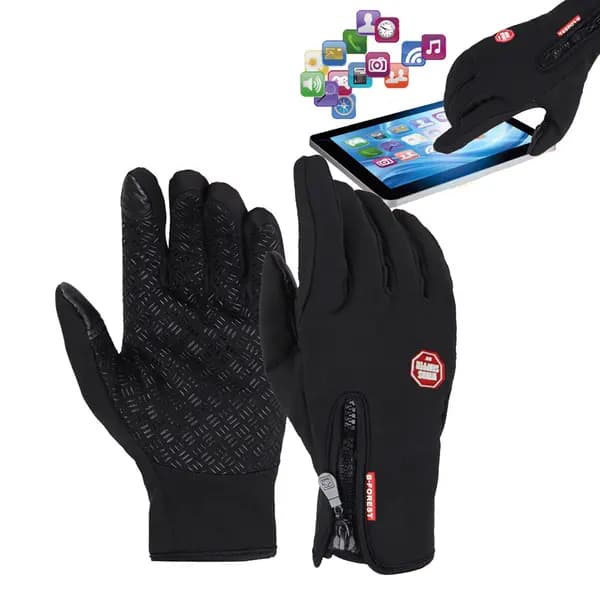 Motorcykelhandsker, Vindtætte 82% Polyester Og 18% Polyurethan, Touchscreen-kompatible, Til Mænd Og Kvinder, Sort XL