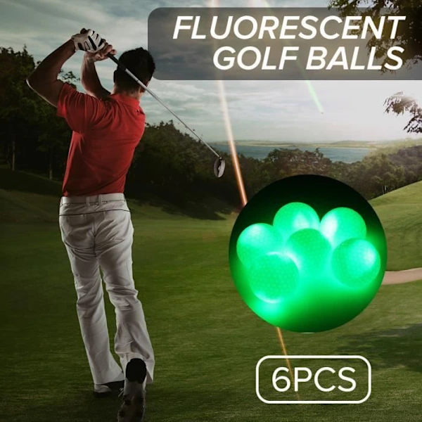 6 stk. LED Lysende Golfbolde Fluorescerende Nat Tilfældig Farve