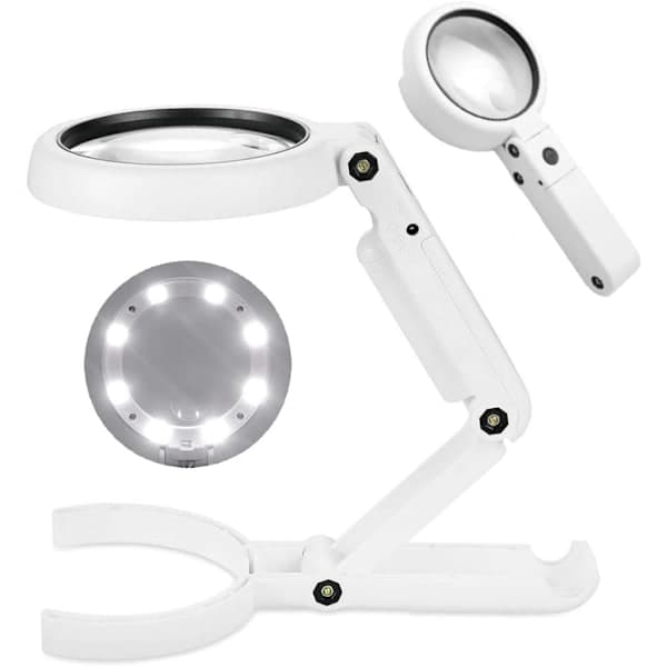 Suurennuslasi 5X, 8 LED-valoa