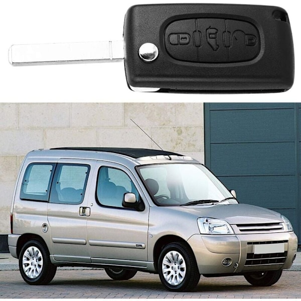 Ersättningsskal för Peugeot Partner nyckelbricka, 3-knappars bilfjärrkontroll skyddande skal för Citroen Berlingo eller DISPATCH, Peugeot Partner