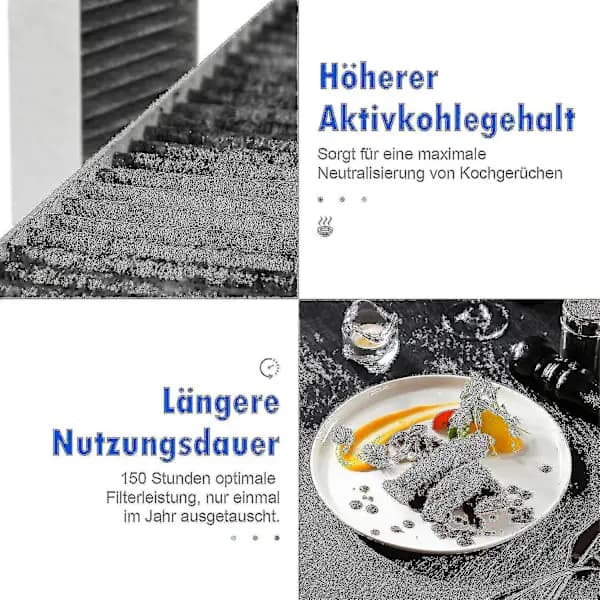Erstatningsfiltre med aktivt kul kompatible med Bora Pure PUAK 2-piece set