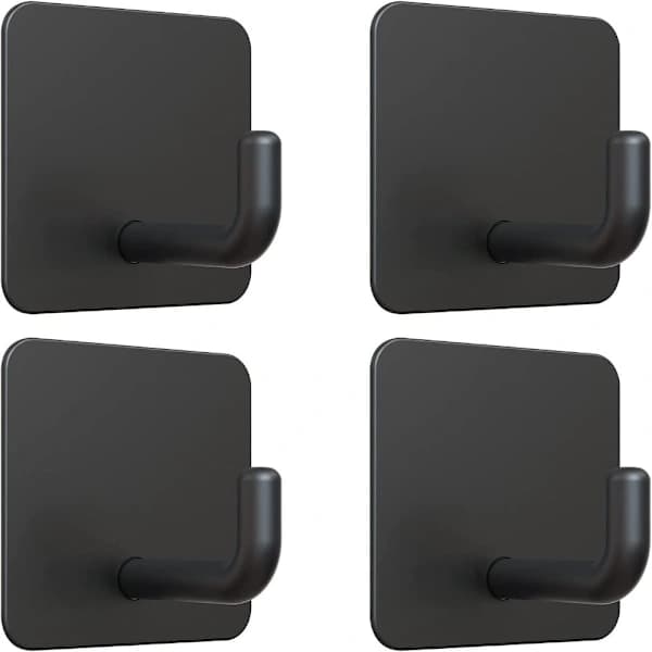 4 stk. selvklebende kroker, svart black