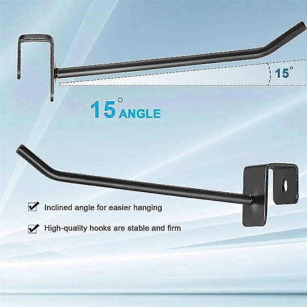 48 kpl Gridwall-koukkuja 10 cm Mustat metallipaneelikoukut Neliöputkikoukut Vaatekoukut Musta