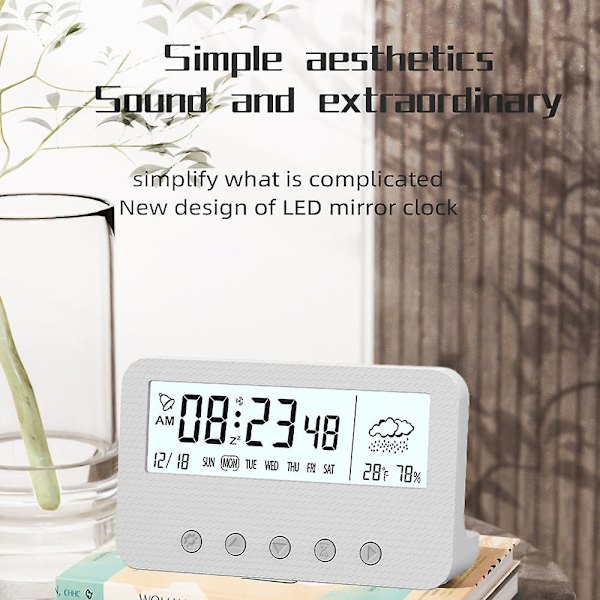 LED Electronic Alarm Clock Simple Clock Student Children Bedside Clock White white