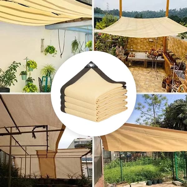 Solsejl med 90% UV-beskyttelse, udendørs baldakin til have, terrasse og balkon, beige, 3 x 4 m