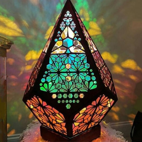 Bohemisk mosaik stjärnhimmel projektionslampa bord nattlampa