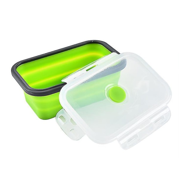 4 st fyrkantig silikonvikbar lunchlåda, kylskåpsförvaring Fresh-keeping Box, Bento Box green