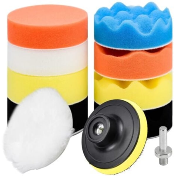TS-11 Dele Poleringssvampe 76mm Poleringspude Poleringsbuffer Poleringssæt Svamp med M10 Adapter til Boremaskine Poleringsbuffer