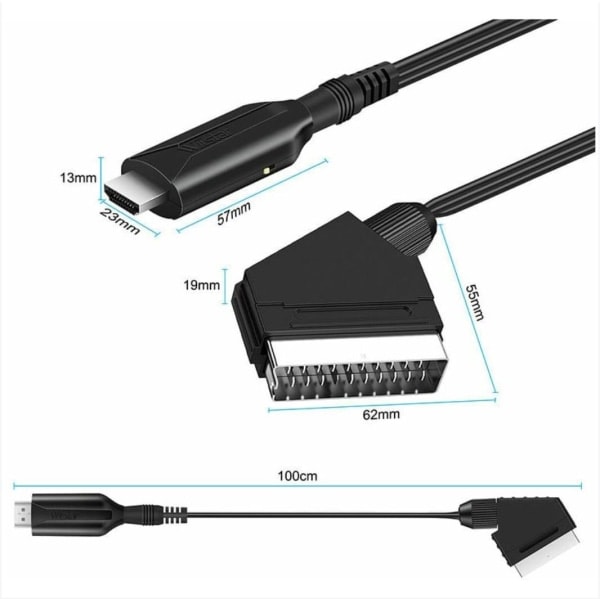Scart till HDMI-omvandlare Video Audio Adapter för HDTV/DVD/Set-top Box/PS3/PAL/NTSC