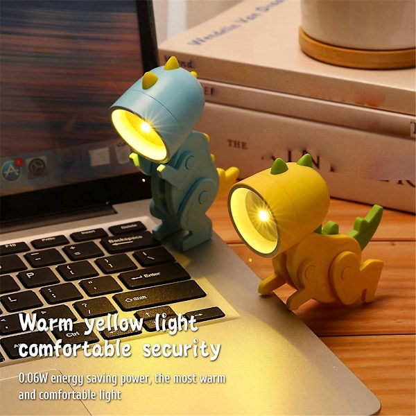 TS-6 Stykker Mini LED Skrivebord Dinosaurform Lampe Søt Liten Telefonholder, Bærbar Lesebord Nattlampe