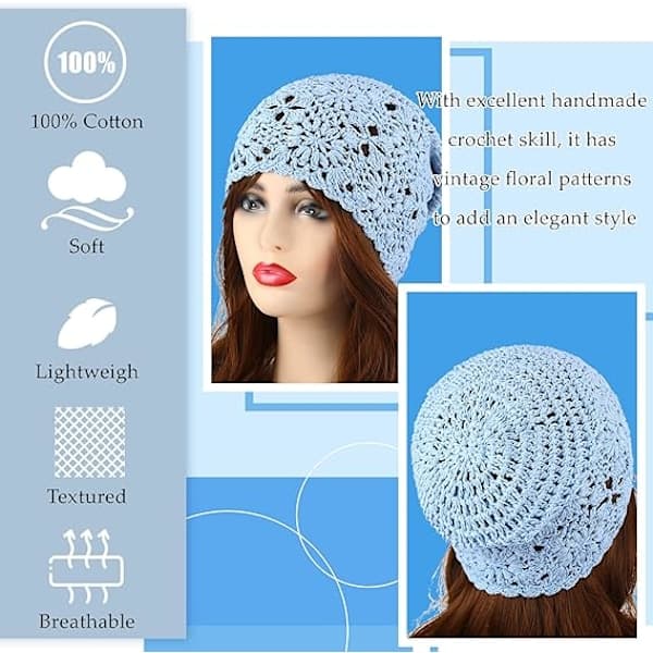 4-pakning Heklede Slouchy Luer - Blomstrete Sommerluer for Kvinner