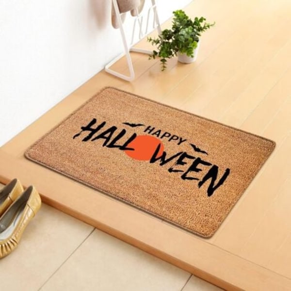 Halloween Dörrmatta Pumpa Häxa Halkfri Badrumsmatta för Badrum, Tvättbar Golvmatta Halloween Välkomstmatta för Inomhus Entrédörr