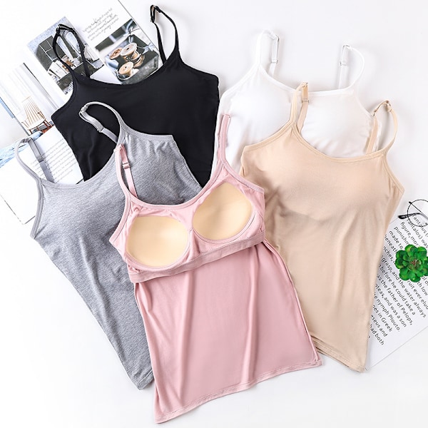 5 stk Basic Camisole Justerbar Camisole Spaghetti Stropp Tank Top for Kvinner og Jenter (stor