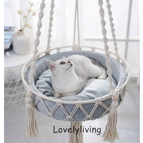 Kattesenge Møbler Stor 40x120cm Hængekøje Vindue Macrame Sød Kæledyrshus Telt Killingetilbehør med Legetøj Halsbånd Bolde 221010