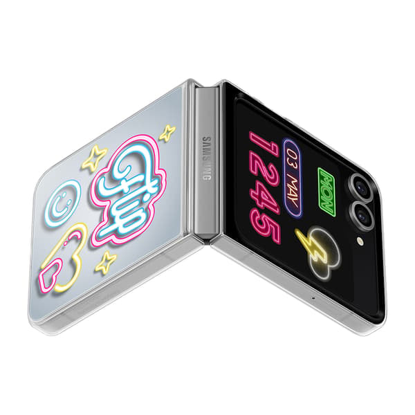 TS-Samsung Flipsuit-deksel til Galaxy Flip6 med utskiftbare klistremerker - Transparent